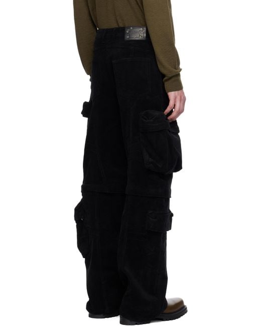ANDERSSON BELL Black Milano Corduroy Cargo Pants for men