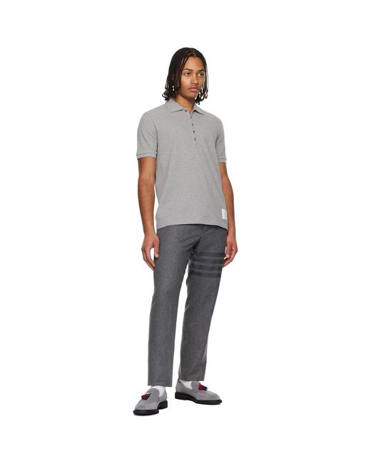 Thom Browne Black Classic Pique 4-Bar Polo for men