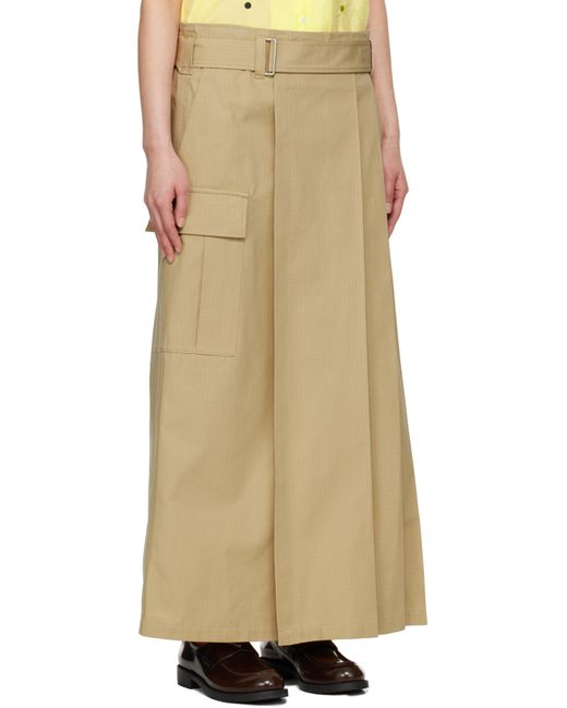 KENZO ベージュ Paris Cargo コットンリップストップ マキシスカート Natural