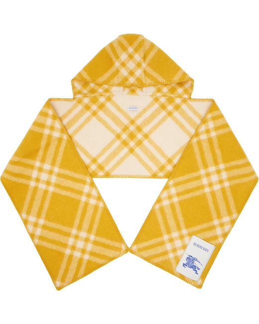 Burberry Metallic Check Wool Hooded Scarf