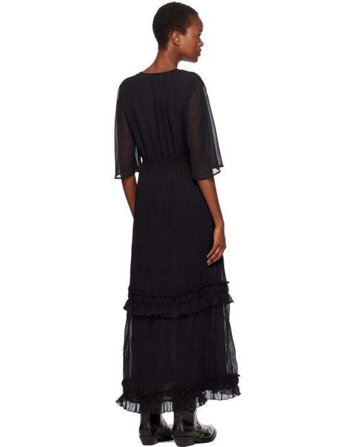 Ganni Black Pleated Maxi Dress