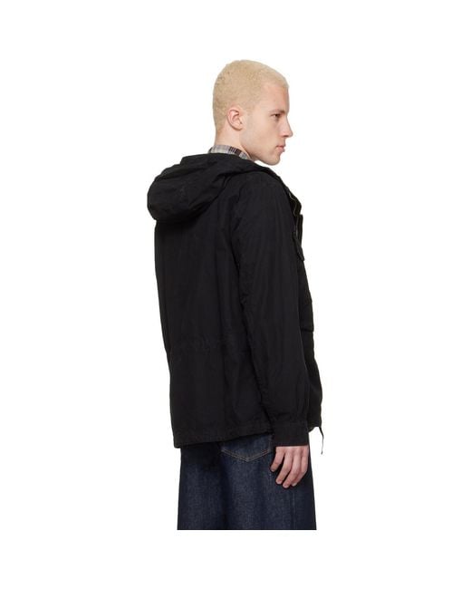 C P Company Black Micro-Reps Hooded Lens Overshirt for men