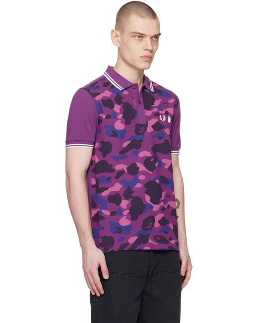 A Bathing Ape Purple Fred Perry Edition Camo Polo for men