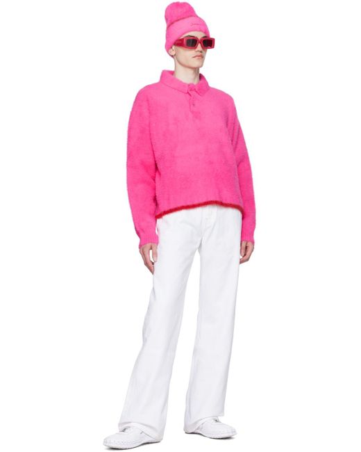 Jacquemus Pink Polo Neve Brushed-knit Sweater for men