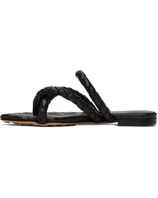 Bottega Veneta Black Leaf Flat Sandals