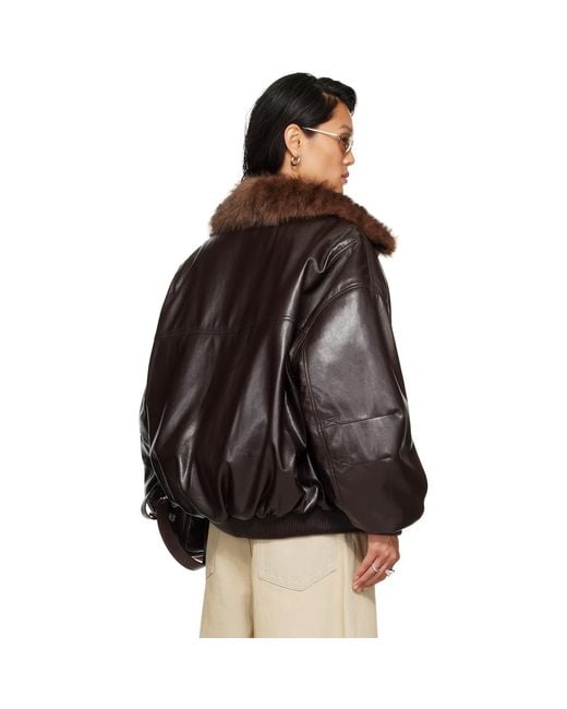 Lu'u Dan Black Faux-Leather Cargo Flight Jacket