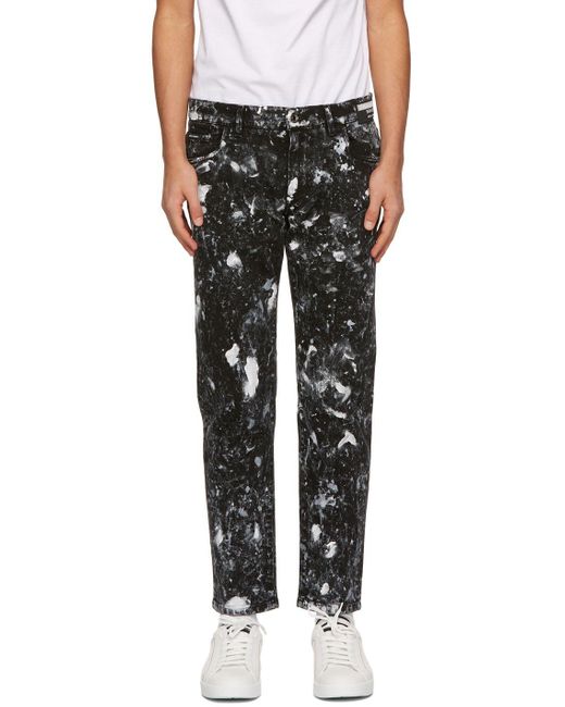 Dolce & Gabbana Black Paint Splatter Jeans for men