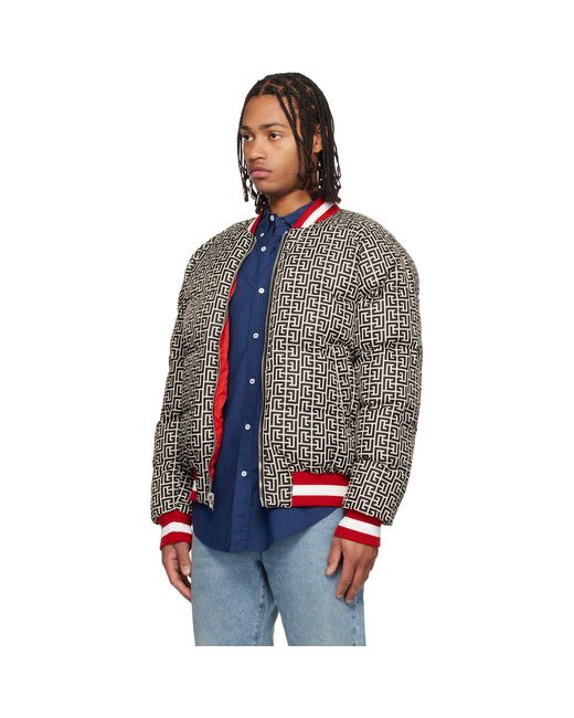 Balmain Red Bicolor Reversible Puffer Jacket for men