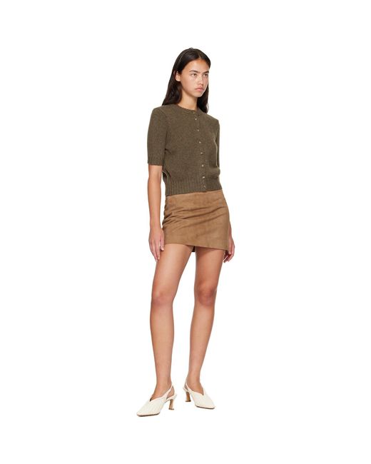 Khaite Brown Tan Jett Suede Miniskirt