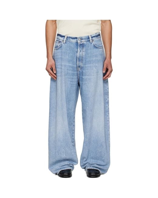 Acne Blue Loose Rhinestone 2023 Jeans for men