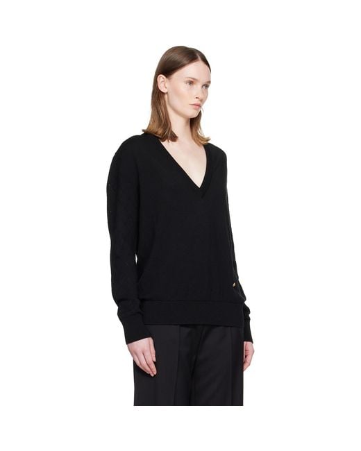 Balmain Black V-Neck Light Sweater