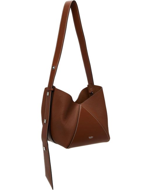 Max Mara Brown Small Deer Print Leather Bucket Bag