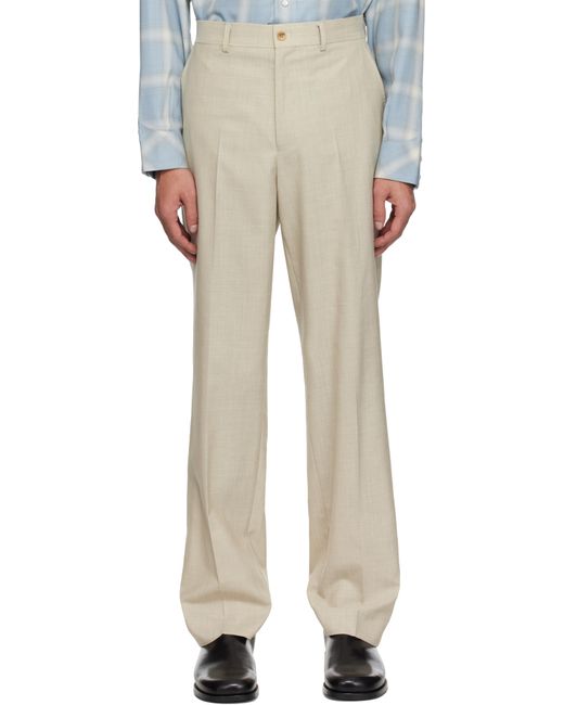 メンズ Carter Young ベージュ フラットフロント トラウザーズ Natural