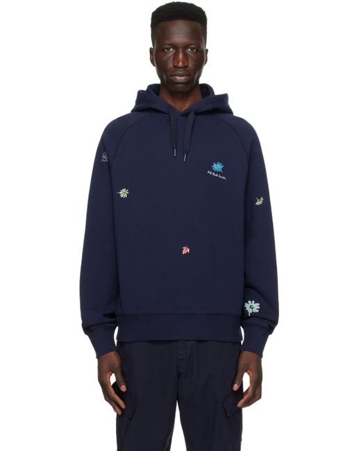 PS by Paul Smith Blue Navy Floral Hoodie for men