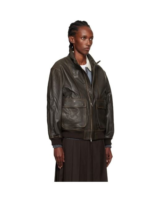 DUNST Black Stand Collared Leather Jacket
