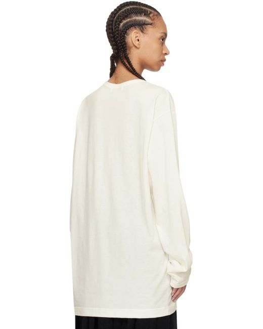 Yohji Yamamoto White Off- Graphic Long Sleeve T-shirt