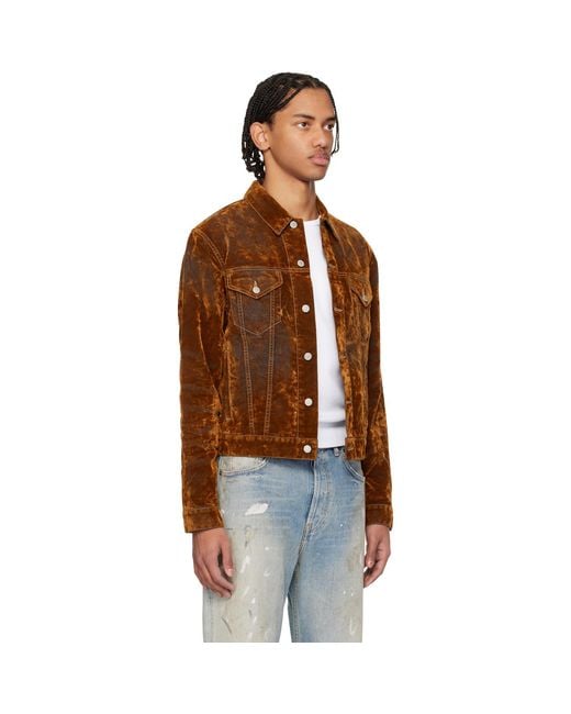 Acne Brown Flocked Denim Jacket for men