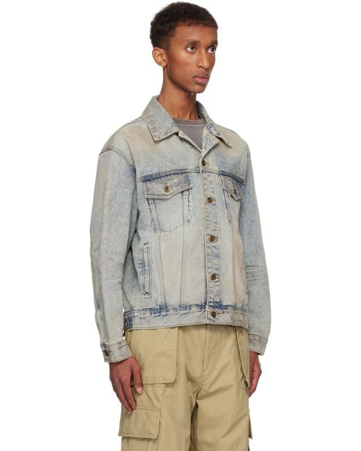 we11done Blue Washed Denim Jacket for men