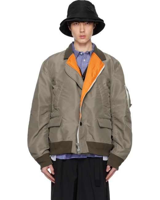 メンズ Sacai トープ ナイロンツイル ボンバージャケット Multicolor