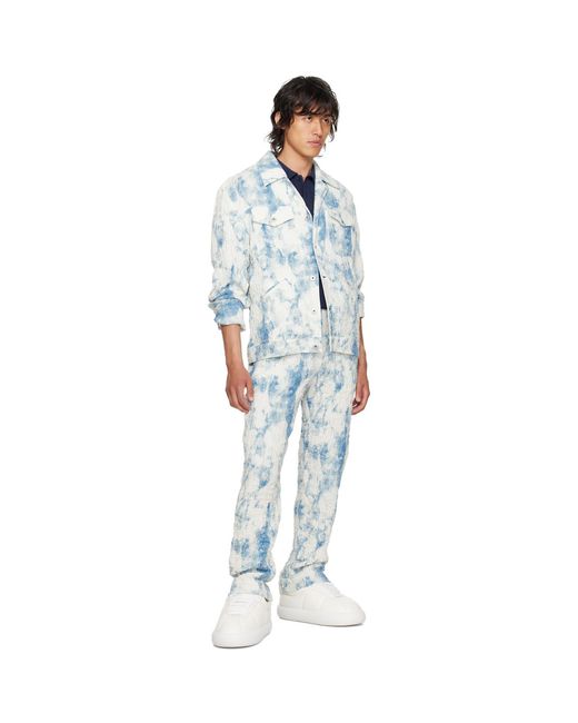 Feng Chen Wang Blue Printed Trousers for men