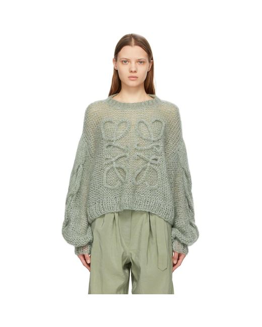 Loewe Green Mohair Anagram Sweater