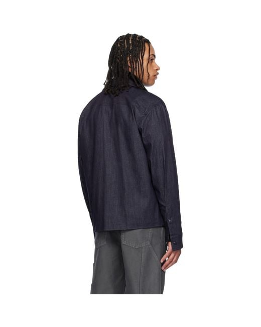 Moncler Black Long Sleeve Zip-Up Denim Jacket for men