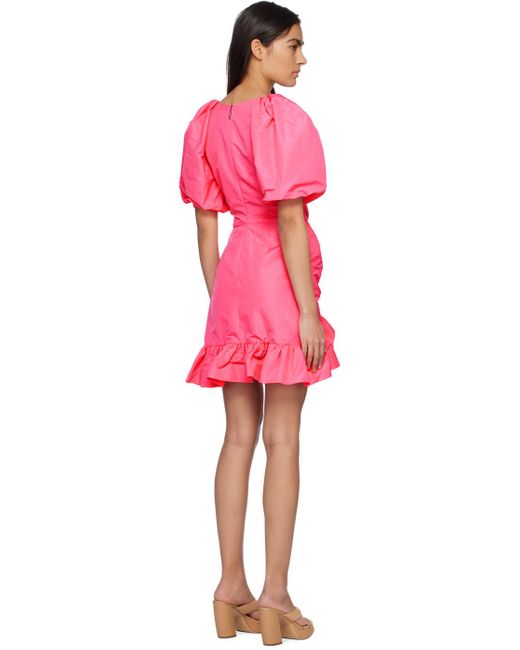 MSGM Red Pink Ruffled Mini Dress
