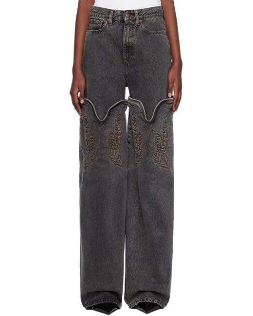 Y. Project Maxi Cowboy Cuff Jeans in Black | Lyst