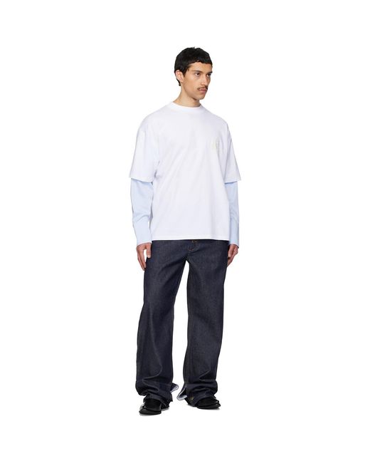 Egonlab White Sculpted Cotton Shirt T-Shirt for men