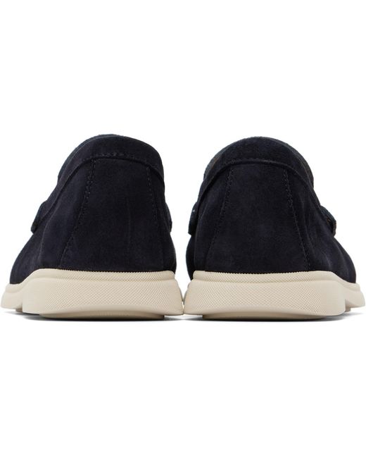 Boss Blue Deed-Logo Suede Loafers for men