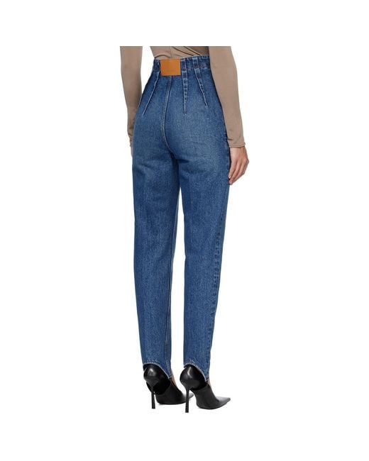 Mugler Blue Denim Cigarette Stirrup Jeans
