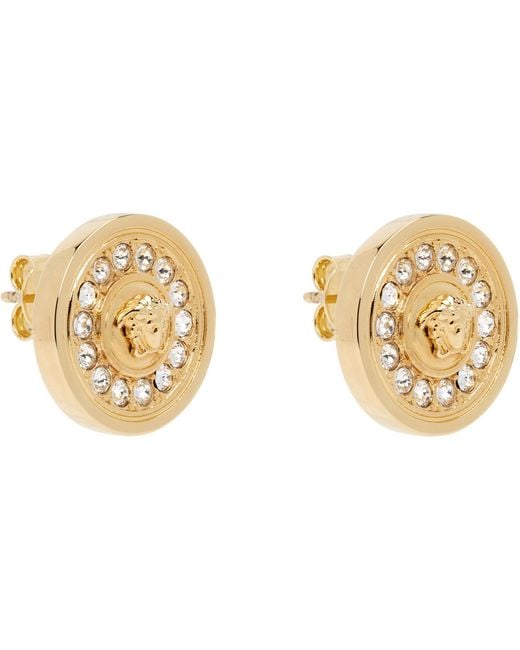 Versace Metallic Medusa Crystal Earrings