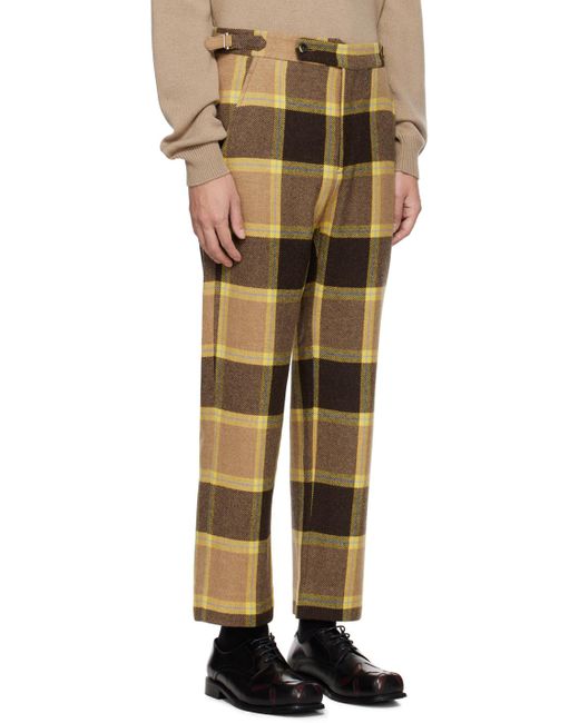 Bode Yellow Brown Charleston Plaid Trousers for men