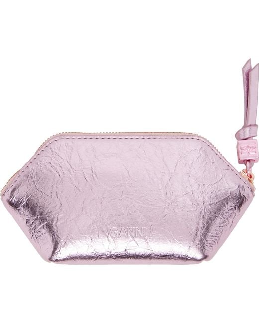 Ganni Pink Bou Crushed Coin Pouch