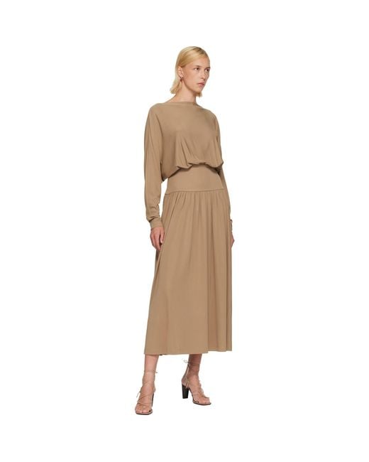 Totême  Natural Tan Boatneck Jersey Maxi Dress