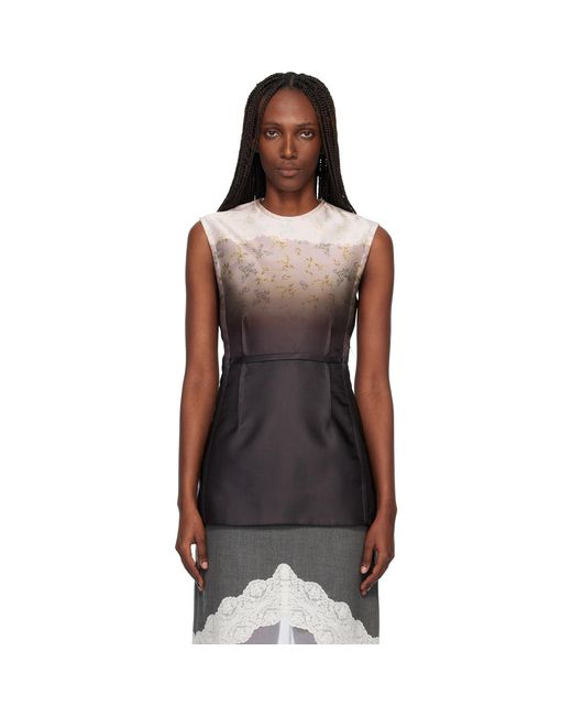 Jil Sander Black Burnt Bouquet Printed Sleeveless Top