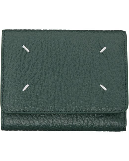 Maison Margiela Green Four Stitches Wallet for men