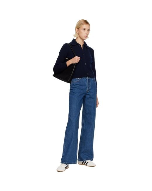A.P.C. Blue Polo Shirt Collar Cardigan