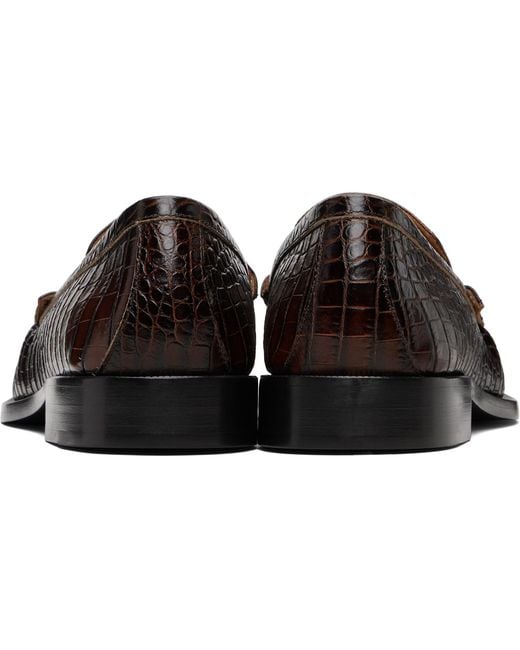 Dries Van Noten Black Embossed Leather Loafers for men