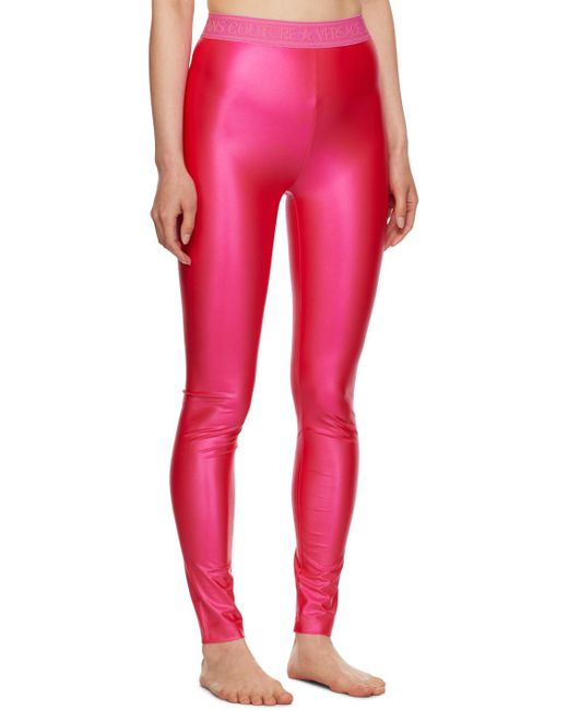 Versace Red Pink Elasticized leggings