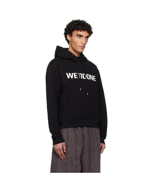 we11done Black Basic Logo Fitted Hoodie for men
