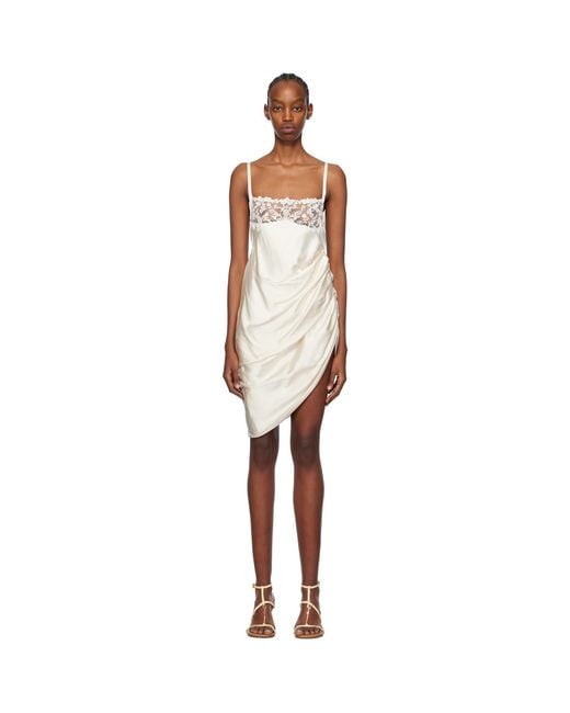 Jacquemus Black Off-white Les Sculptures 'la Saudade Brodée' Minidress