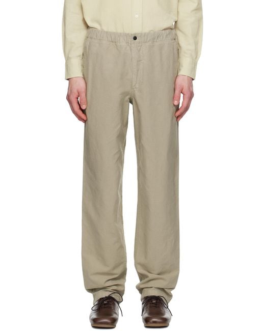 Norse Projects Natural Taupe Ezra Relaxed Cotton Linen Trousers for men