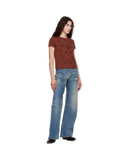 MM6 by Maison Margiela Red 'Apple' Cropped T-Shirt