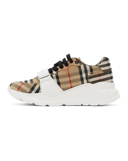 burberry beige check regis sneakers
