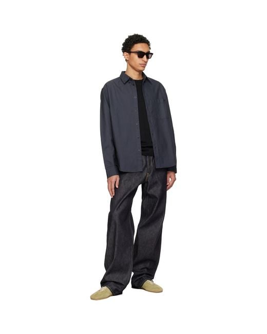 Merz B. Schwanen Black Button-Down Cotton Oxford Long Sleeve Shirt for men