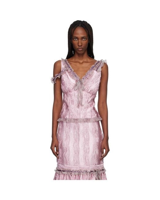 Anna Sui Multicolor Crushed Satin Bow Tank Top