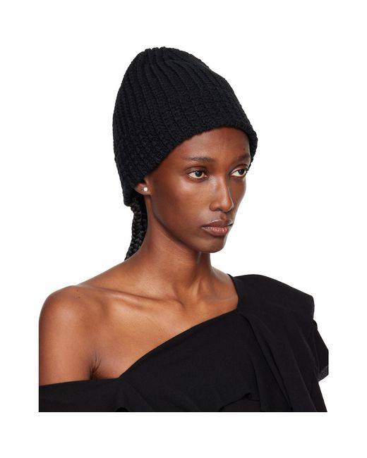 Yohji Yamamoto Black Cardigan Stitch Knit Beanie