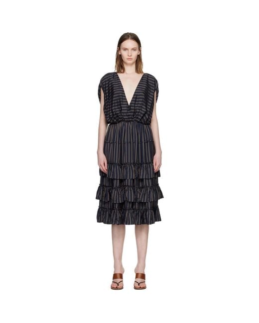 Dries Van Noten Black Ruffled Midi Dress