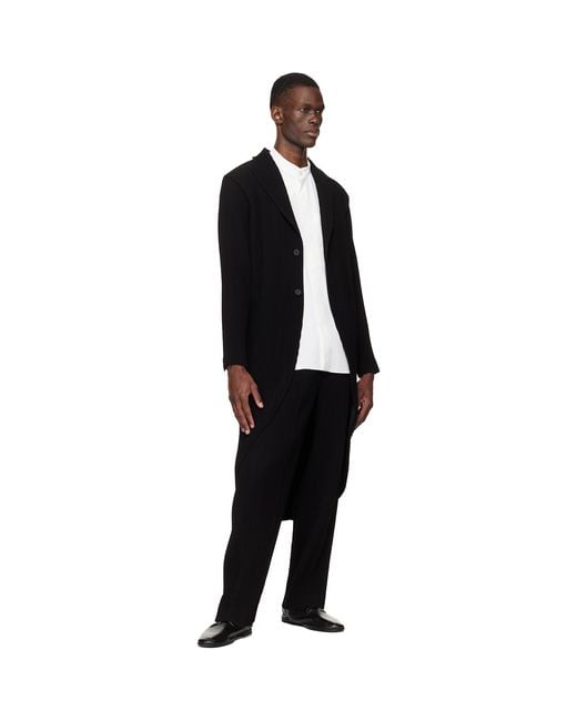 Homme Plissé Issey Miyake Black Tuxedo Pleats Coat for men
